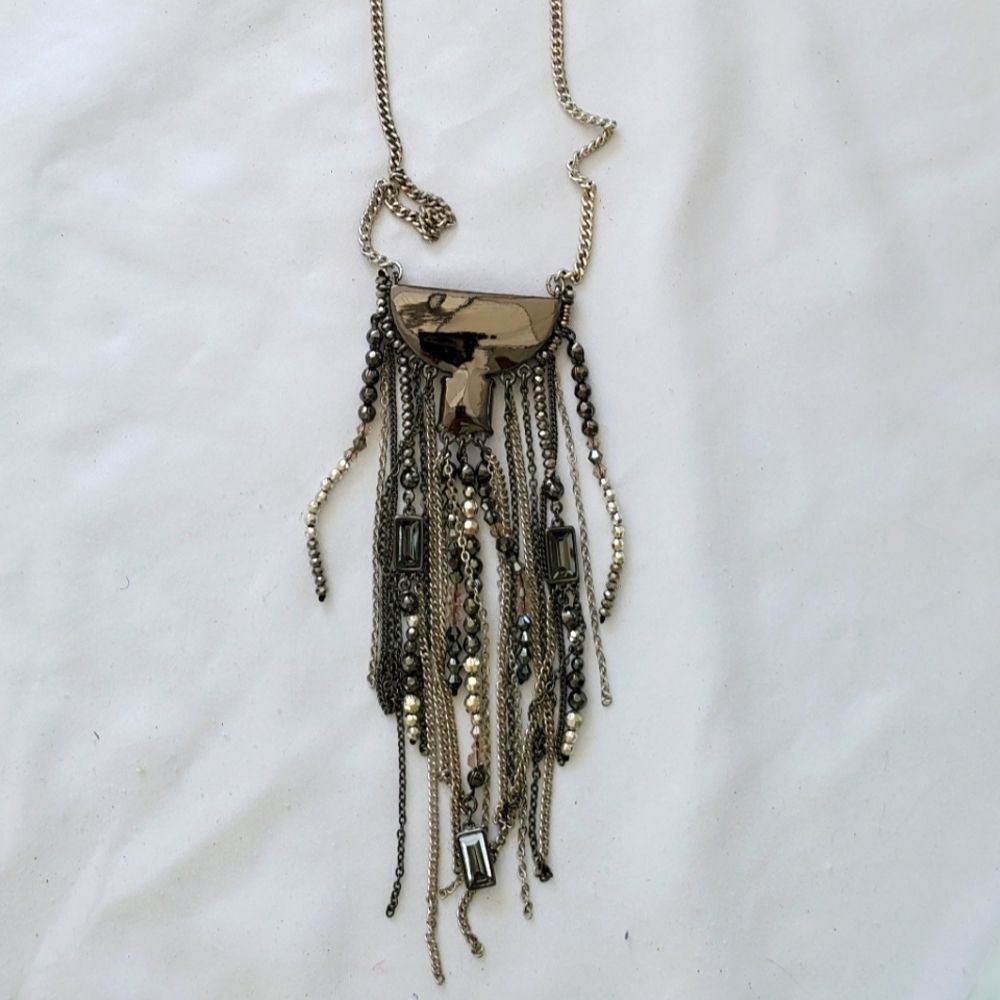 Express cubic zirconia black/silver necklace NEW